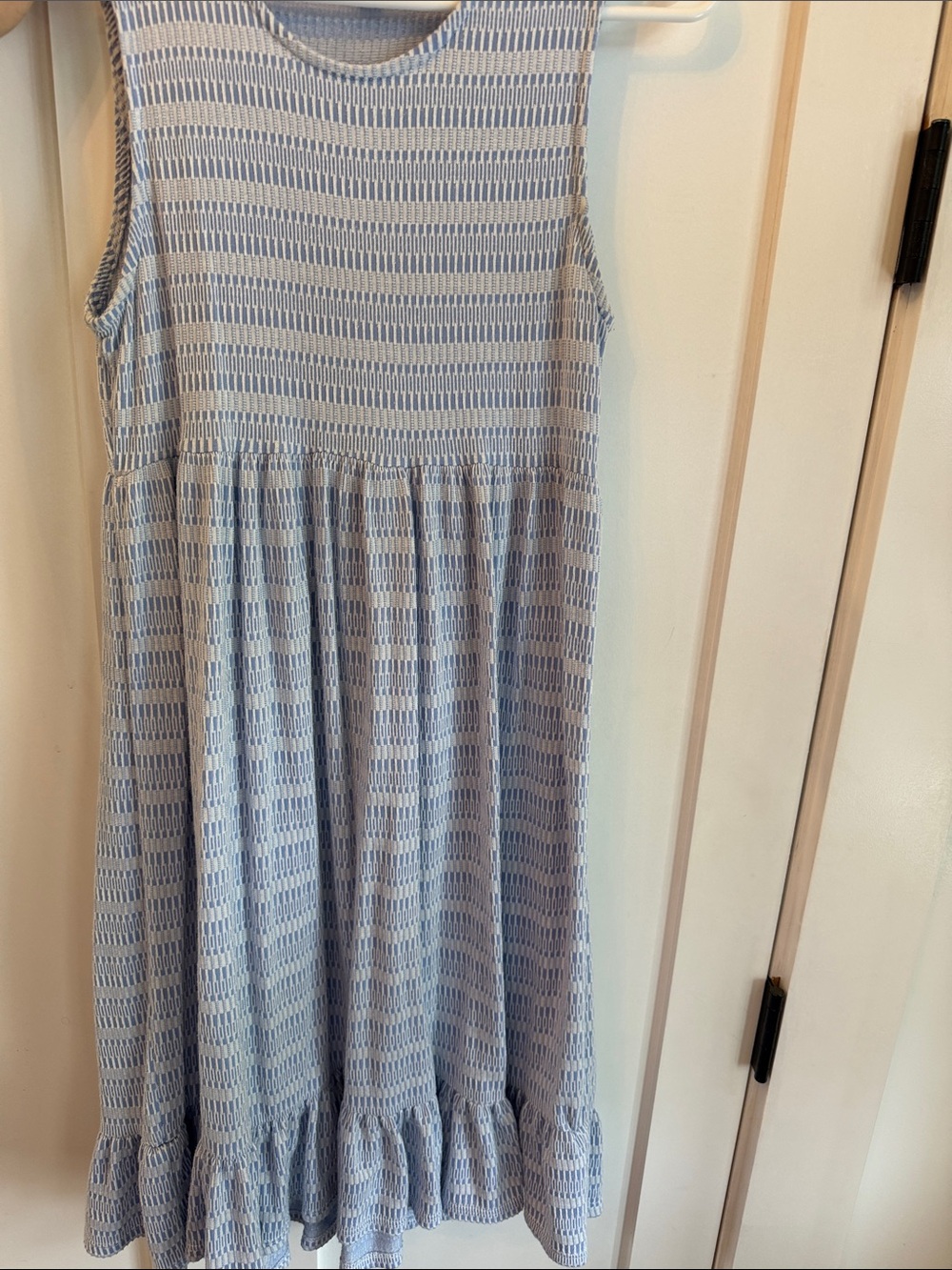 Light Blue Patterned Midi Dress - Thyme and Honey
